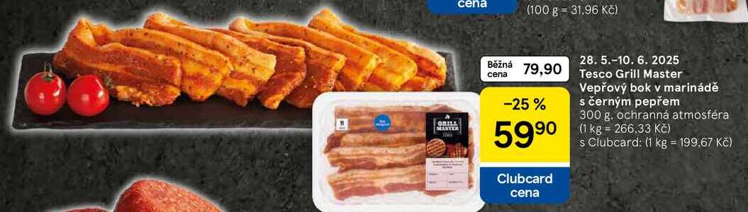 Tesco Grill Master Vepřový bok v marinádě s černým pepřem, 300 g 