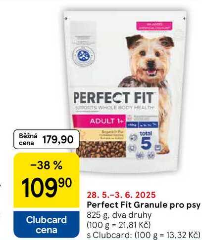 Perfect Fit Granule pro psy, 825 g, dva druhy 
