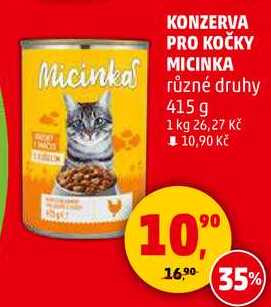 KONZERVA PRO KOČKY MICINKA různé druhy, 415 g  