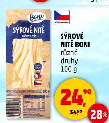 SÝROVÉ NITĚ BONI různé druhy, 100 g 