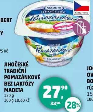 JIHOČESKÉ TRADIČNÍ POMAZÁNKOVÉ BEZ LAKTÓZY MADETA, 150 g 