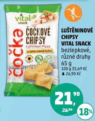 vital LUŠTĚNINOVÉ CHIPSY s příchuti Pizza, 65 g