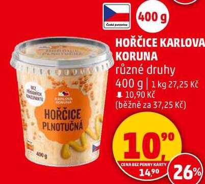HOŘČICE KARLOVA KORUNA různé druhy, 400 g 