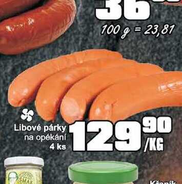 Libové párky na opékání 4 ks