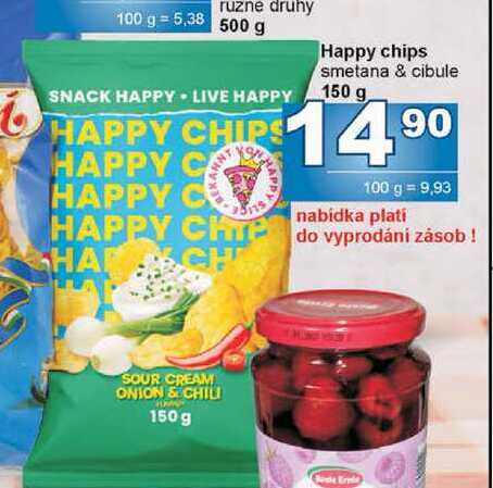 Happy chips smetana & cibule 150 g 