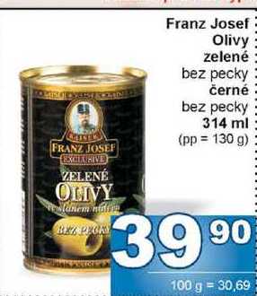 Franz Josef Olivy zelené bez pecky černé bez pecky 314 ml