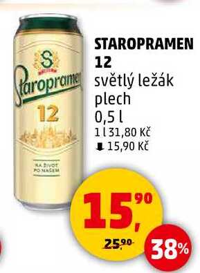 STAROPRAMEN 12 světlý ležák, 0,5 l  