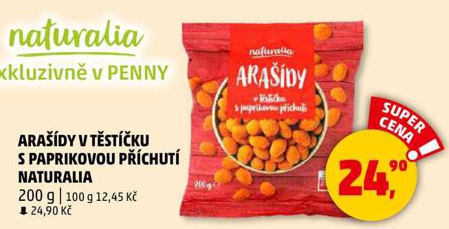 ARAŠÍDY V TĚSTÍČKU S PAPRIKOVOU PŘÍCHUTÍ NATURALIA, 200 g 