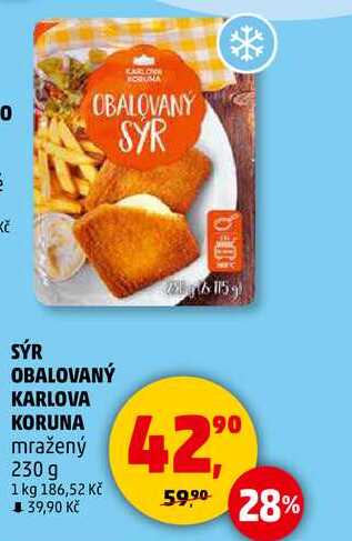 SÝR OBALOVANÝ KARLOVA KORUNA mražený, 230 g  