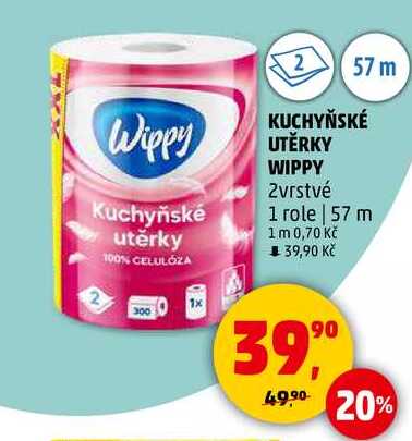 KUCHYŇSKÉ UTĚRKY WIPPY 2vrstvé, 1 role 