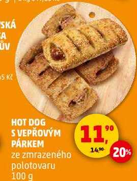 HOT DOG S VEPŘOVÝM PÁRKEM, 100 g