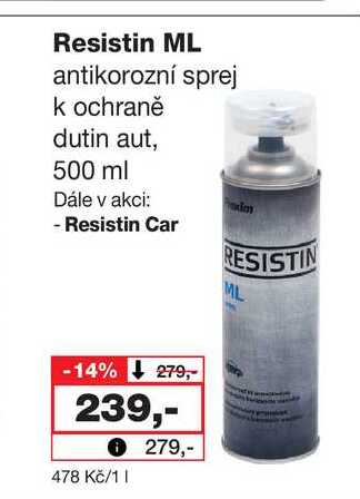 Resistin ML antikorozní sprej k ochraně dutin aut, 500 ml 