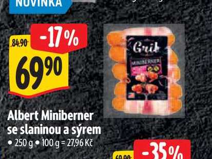  Albert Miniberner se slaninou a sýrem 100 g 
