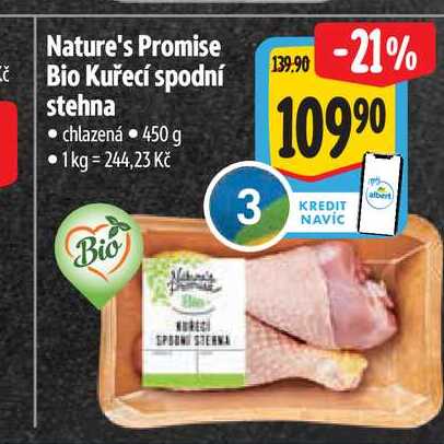 Nature's Promise Bio Kuřecí spodní stehna  450 g