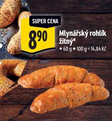  Mlynářský rohlík žitný 60 g  