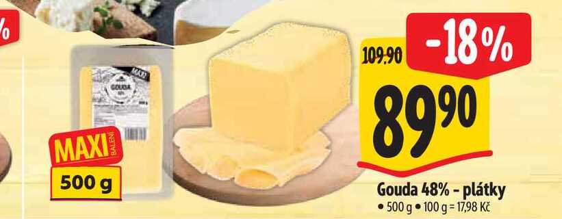   Gouda 48% - plátky 500 g  