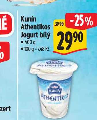  Kunín Athentikos Jogurt bílý 400 g  