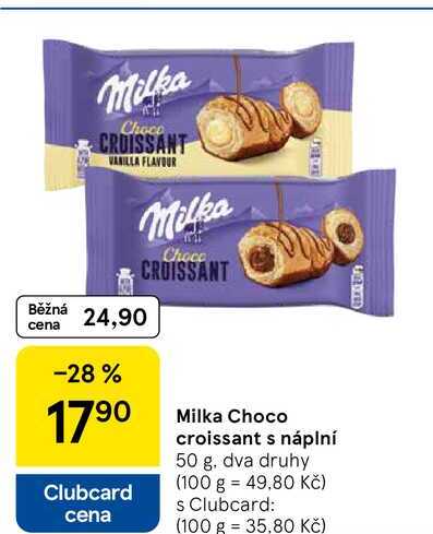 Milka Choco croissant s náplní, 50 g, dva druhy 