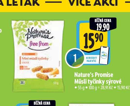  Nature's Promise Müsli tyčinky sýrové 55 g  