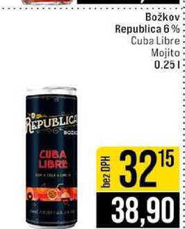 Božkov Republica 6% Cuba Libre Mojito 0.25l