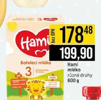 Hami mléko různé druhy 600 g 