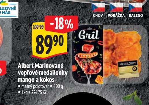  Albert Marinované vepřové medailonky mango a kokos 400 g