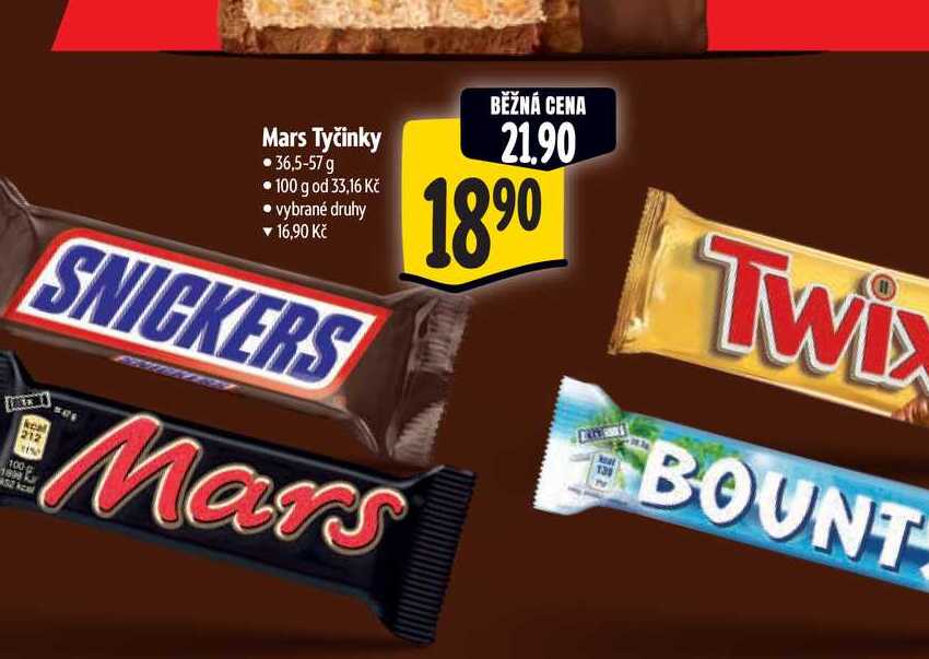 Mars Tyčinky   36,5-57 g 