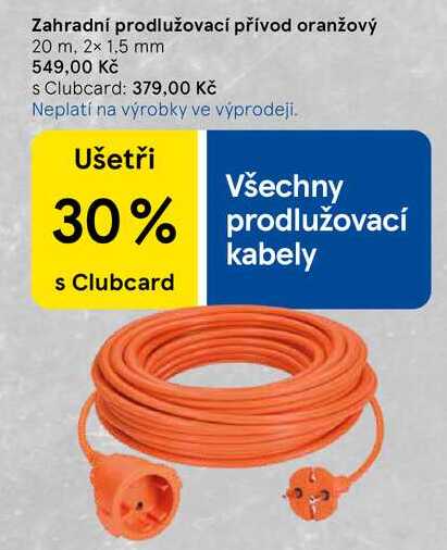 Zahradní prodlužovací přívod oranžový, 20 m, 2x 1,5 mm  