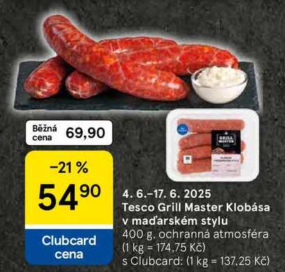 Tesco Grill Master Klobása v maďarském stylu, 400 g