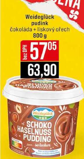 Weideglück pudink čokoláda + lískový ořech 800 g