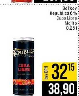 Božkov Republica 6% Cuba Libre Mojito 0,25l