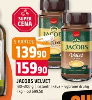 Jacobs Velvet 180-200 g instantní káva vybrané druhy 