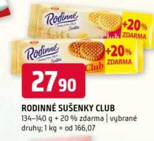Rodinné sušenky club 134-140 g +20% zdarma vybrané druhy