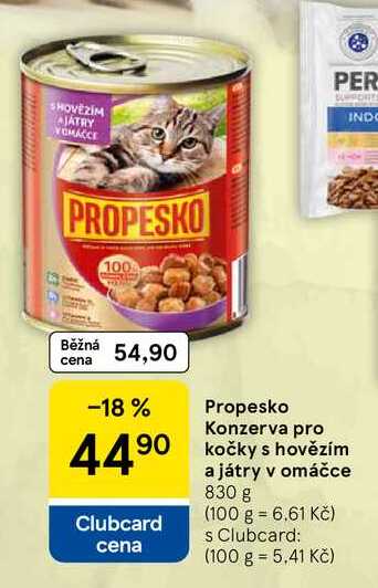 Propesko Konzerva pro kočky s hovězím a játry v omáčce, 830 g 