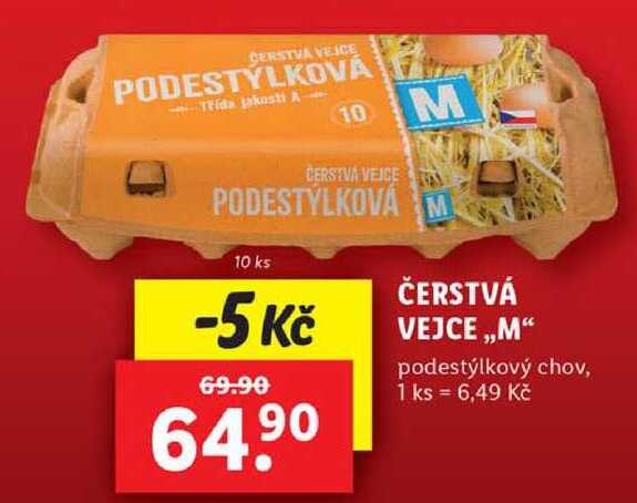 ČERSTVÁ VEJCE ,,M" podestýlkový chov, 10 ks