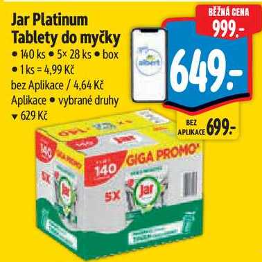 Jar Platinum Tablety do myčky, 140 ks