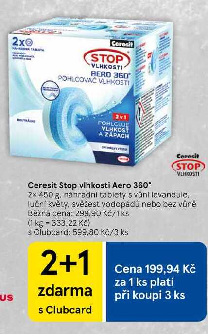 Ceresit Stop vlhkosti Aero, 360° 2× 450 g, náhradní tablety s vůní levandule 