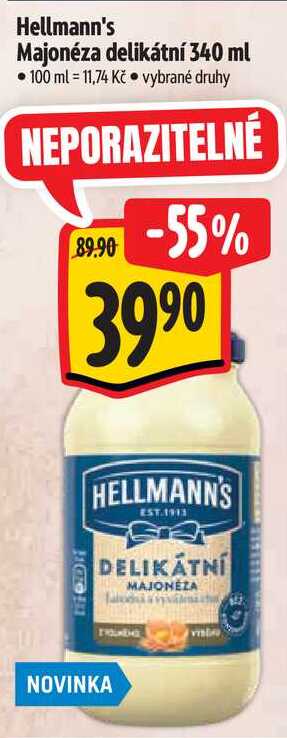 Hellmann's Majonéza delikátní, 340 ml 