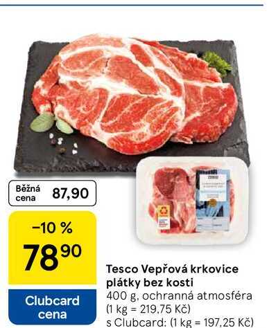 Tesco Vepřová krkovice plátky bez kosti, 400 g 