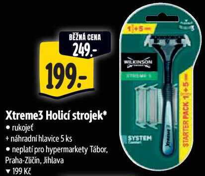 Xtreme3 Holicí strojek, rukojeť + náhradní hlavice 5 ks