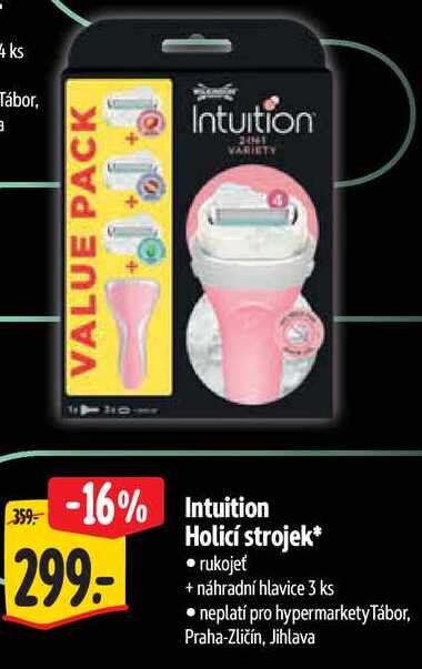Intuition Holicí strojek, rukojeť + náhradní hlavice 3 ks