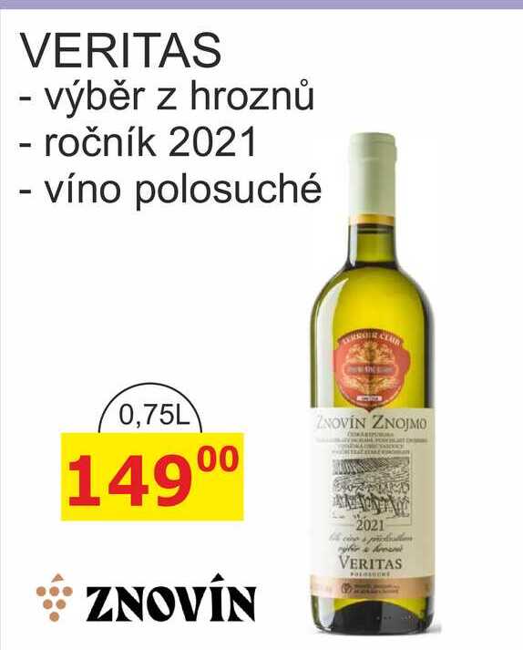 VERITAS - výběr z hroznů - ročník 2021 0,75L