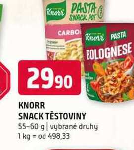 Knorr snack těstoviny 55-60 g vybrané druhy 