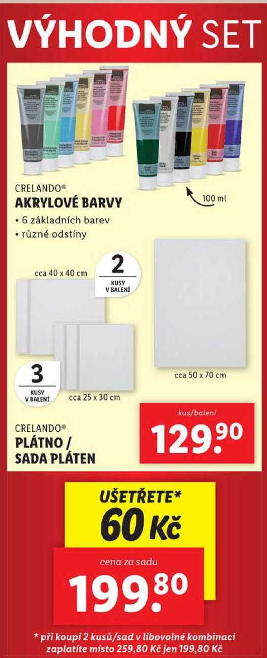 VÝHODNÝ SET AKRYLOVÉ BARVY - 6 základních barev + PLÁTNO/SADA PLÁTEN 