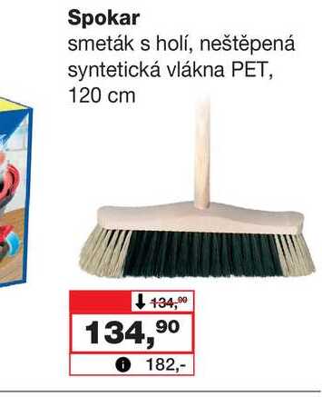 Spokar smeták s holí, neštěpená syntetická vlákna PET, 120 cm 