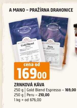 Zrnková káva 250 g Gold Blend Espresso 250 g Peru 
