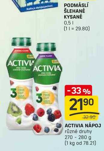 ACTIVIA NÁPOJ různé druhy 270-280 g