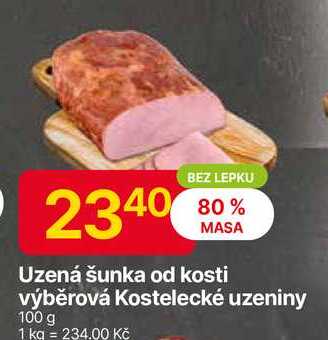 Kostelecké uzeniny Uzená šunka od kosti výběrová 100 g