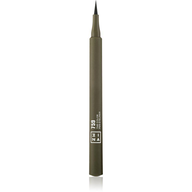 3INA The Color Pen Eyeliner oční linky ve fixu odstín 759 - Olive green 1 ml