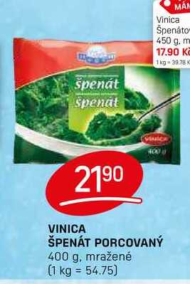 VINICA ŠPENÁT PORCOVANÝ 400 g, mražené 